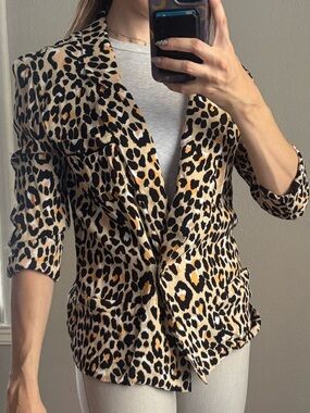 Fate Leopard-Print Blazer in Tan, Black & Gold